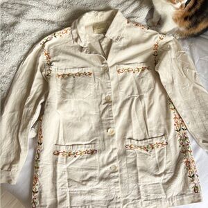 Paloma Wool linen embroidered chore coat